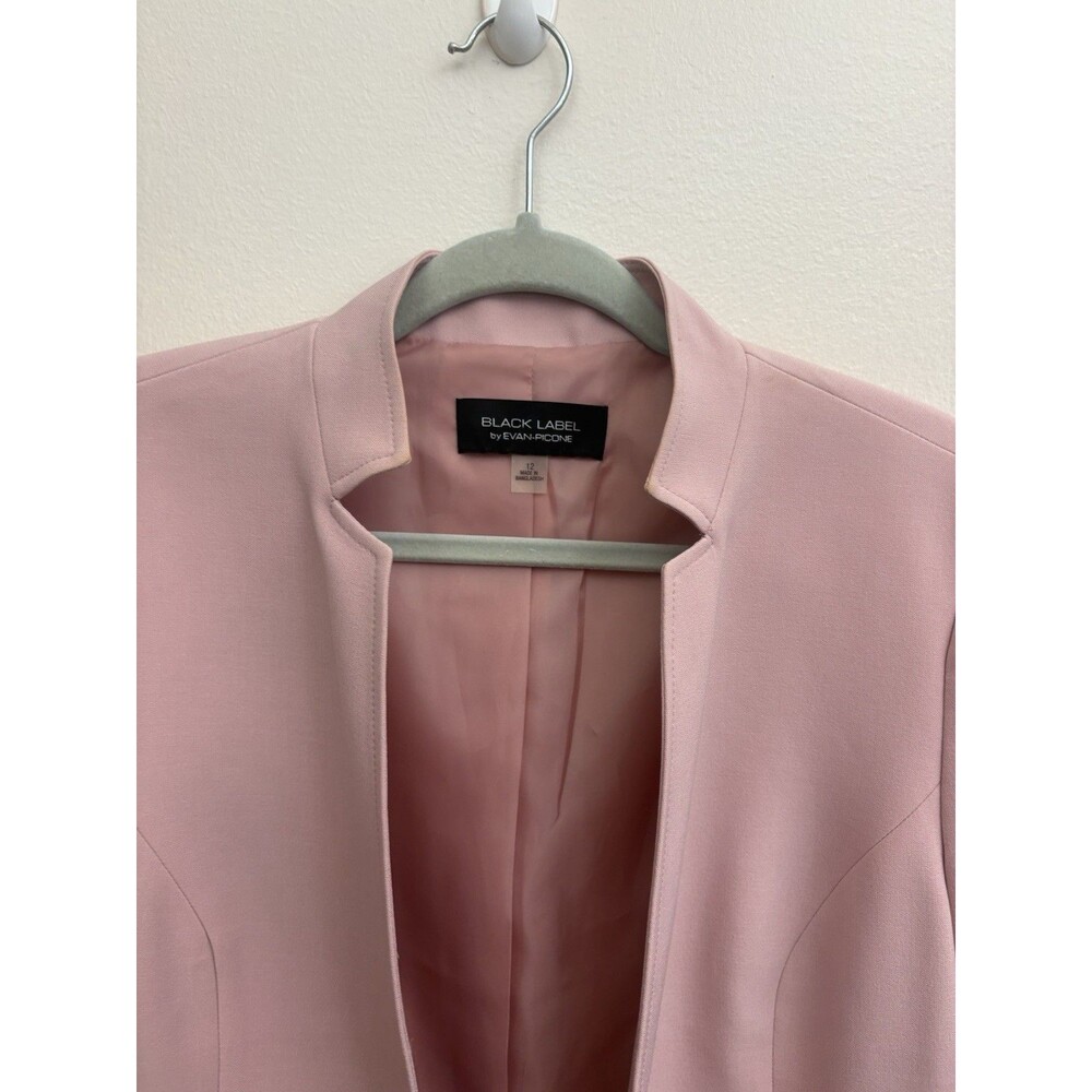 Evan-Picone Women's Blush Pink Blazer Mandarin Collar Size 12 Open Jacket - Picture 7 of 12